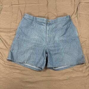 Windham Pointe Vintage Blue Denim Look Shorts Elastic Waist High Rise Size 42